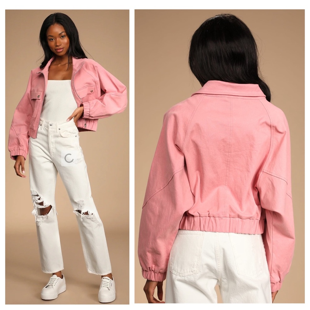 Lulu’s Chilling With You Rose Pink Bomber Jacket | LARGE NWT - Picture 1 of 11